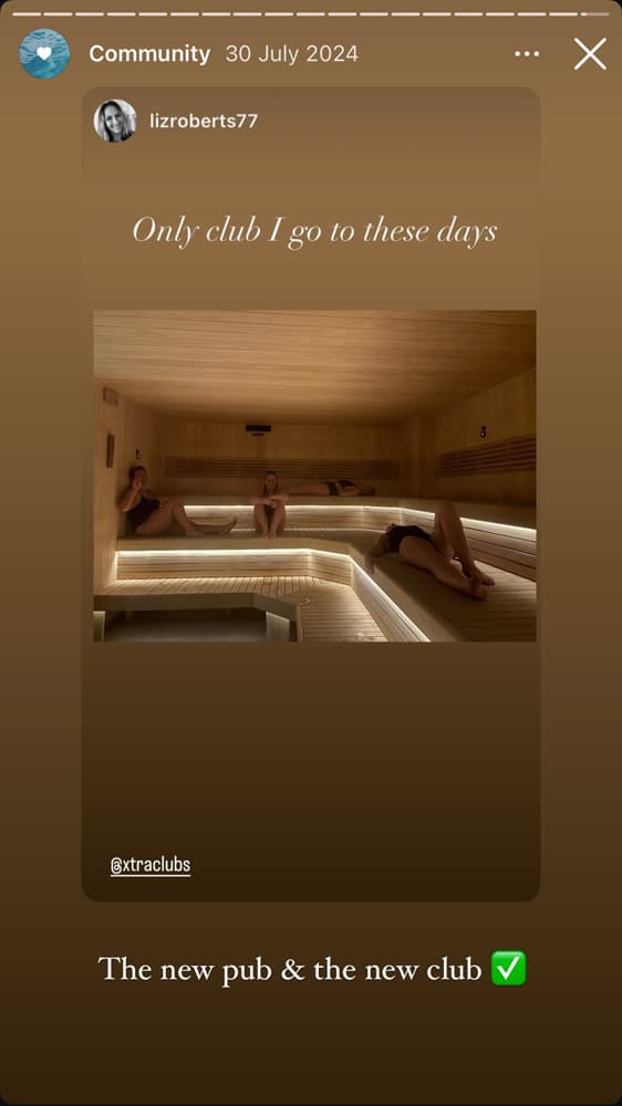 Instagram story shared by @lizroberts77